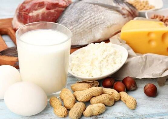 Produits laitiers, poisson, viande, noix et œufs - la nutrition du régime protéiné